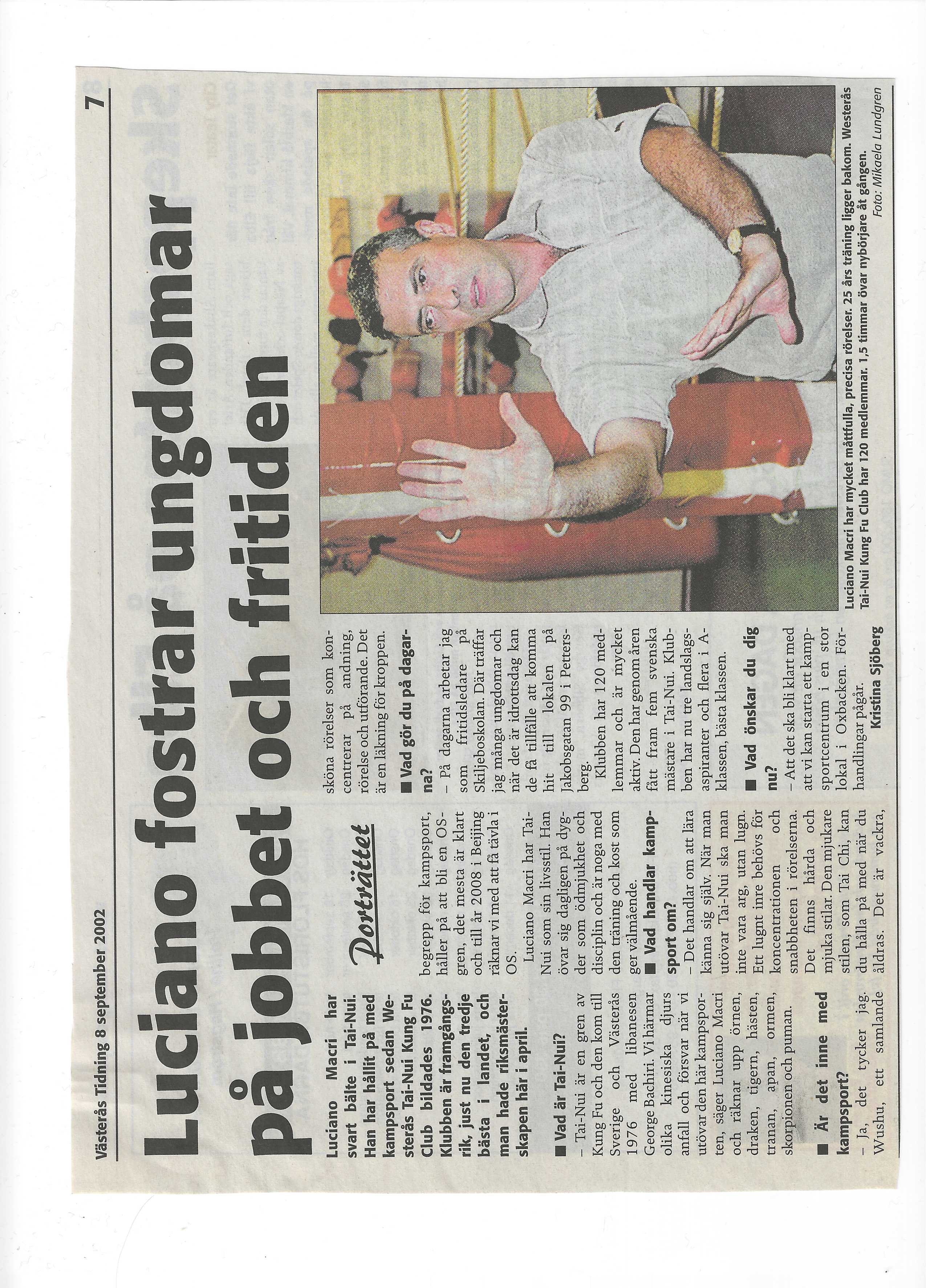 Historisk bild från Westeras Tai-Nui Club i Västerås - kampsportsträning och tävlingar sedan 1976